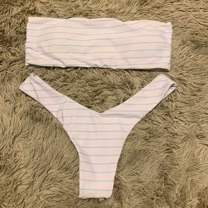 Striped bandeau bikini